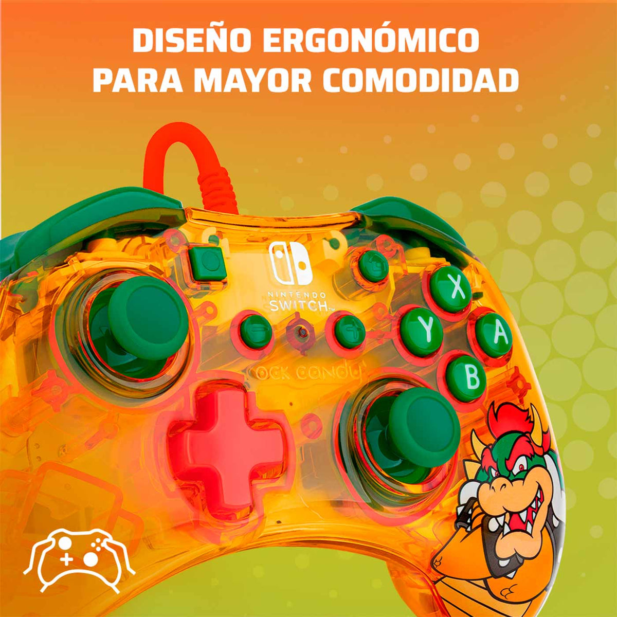 Control Nintendo Switch Rock Candy Alambrico Bowser