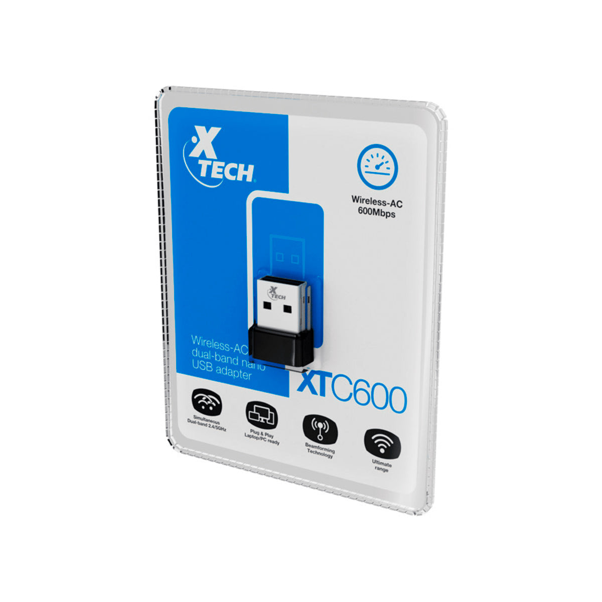 Adaptador XTECH Nano USB Inalámbrico AC De Doble Banda XTC-600