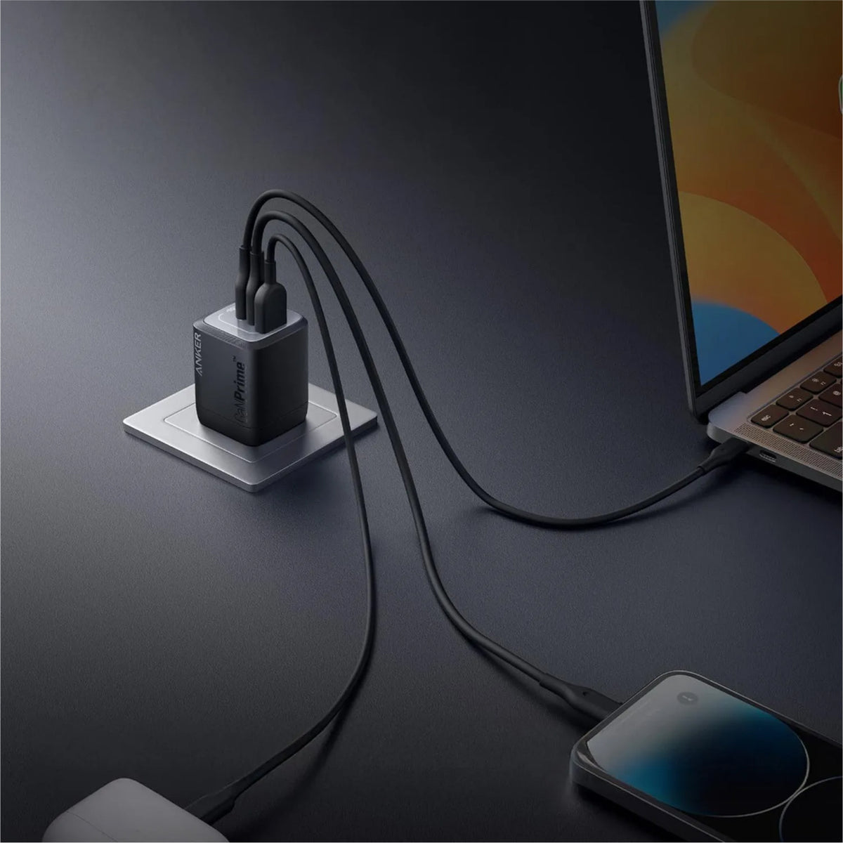 Cargador ANKER Prime De 67W Con 3 Puertos USB-C Y USB-A Negro