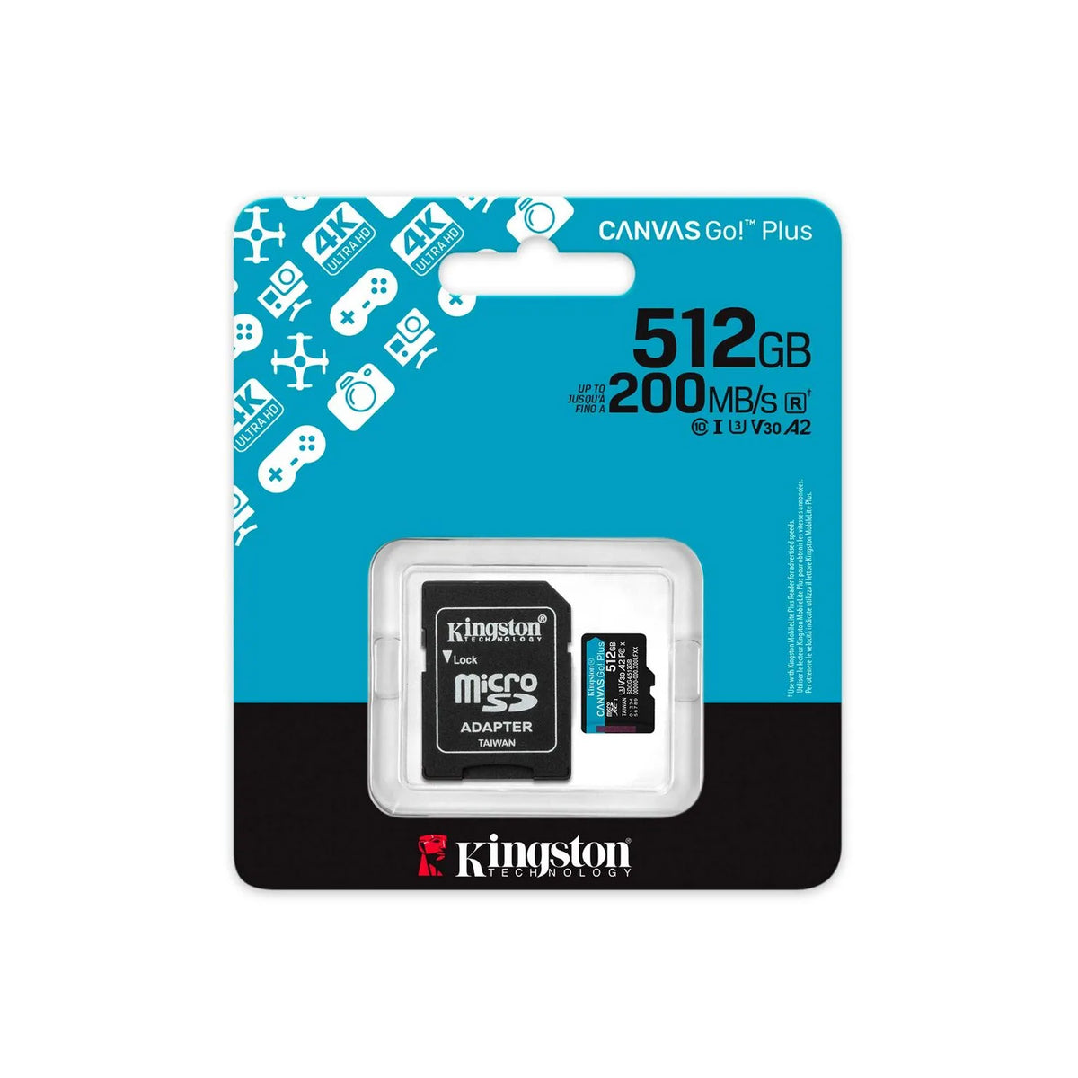 Memoria Micro Sd 512gb Kingston Canvas Go Plus 4k A2 U3 V30 200 Mb