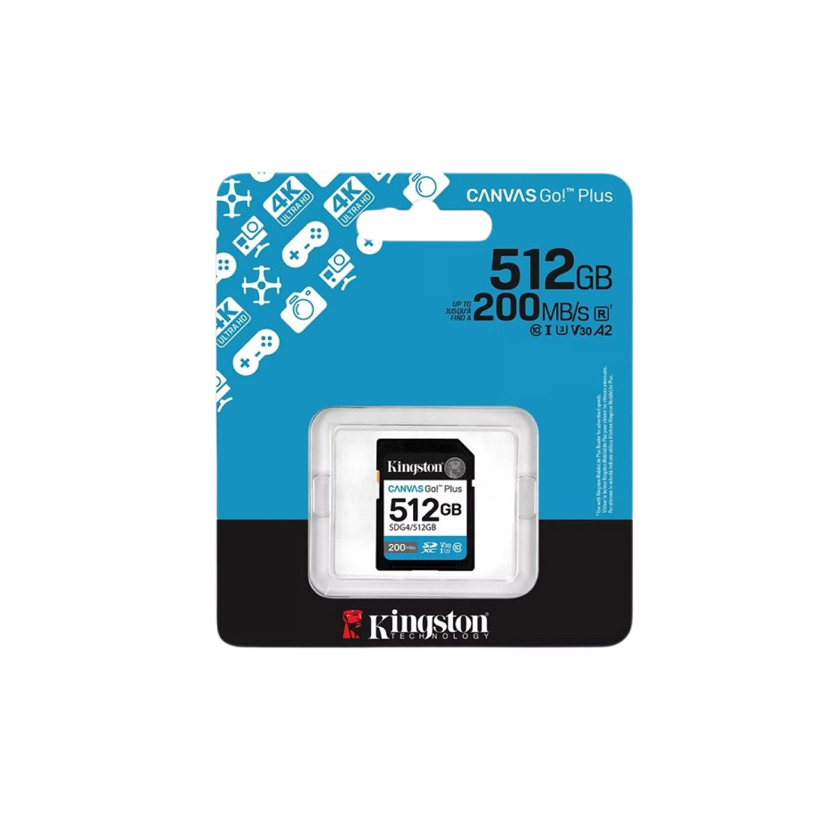 Memoria Sd 512 Gb Kingston Canvas Go Plus 4k A2 U3 V30 200 Mb