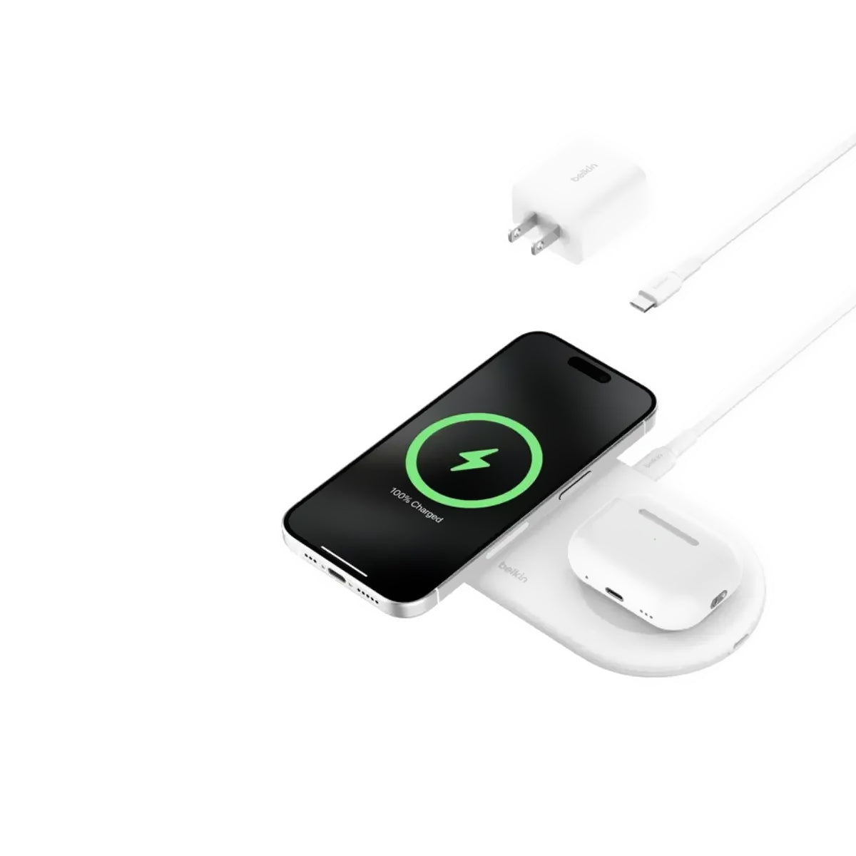 Base Inalámbrica De Carga Belkin Pad+USB-C QI2 De 15 W 2 En 1