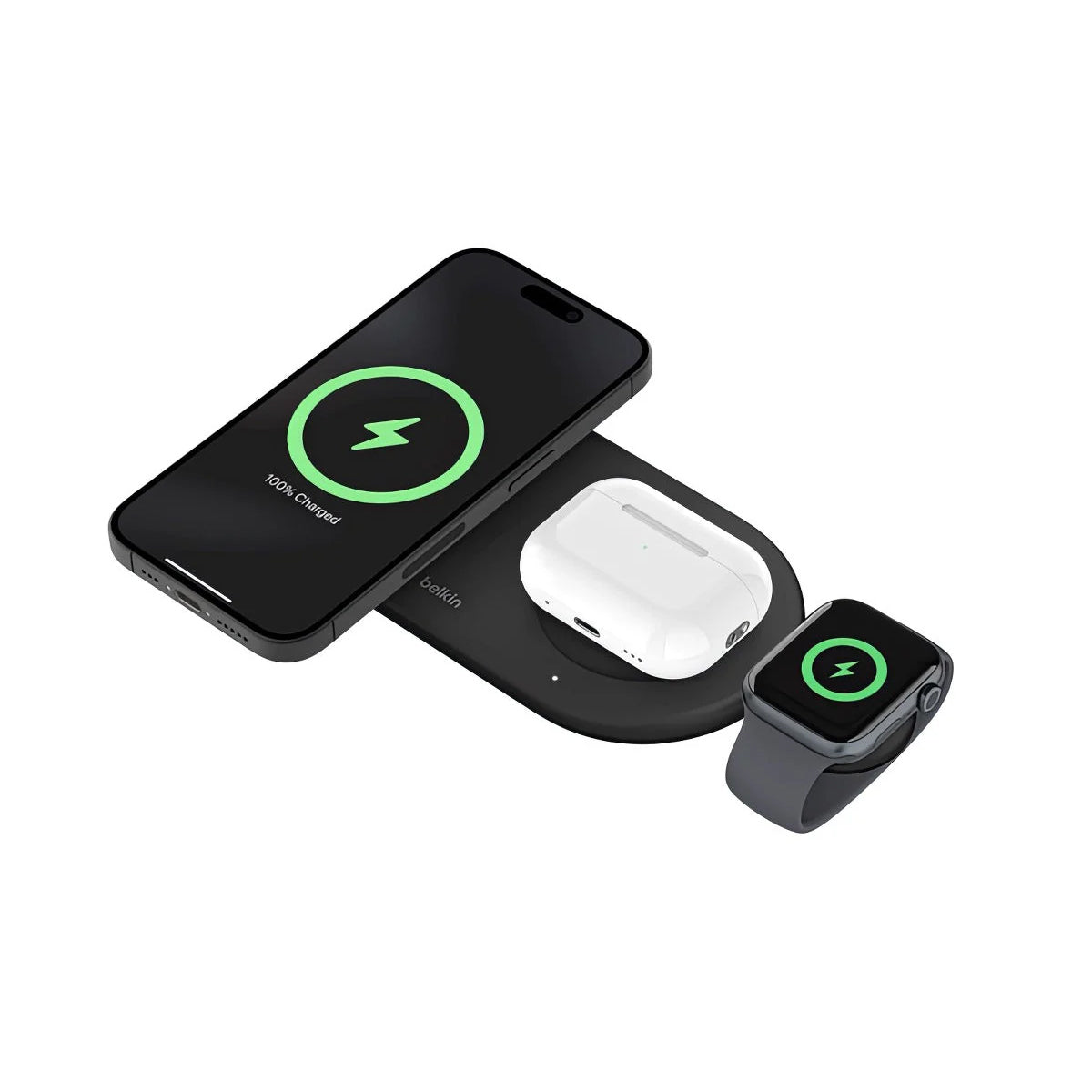 Base Inalámbrica De Carga Belkin QI2 De 15 W 3 En 1 Negro