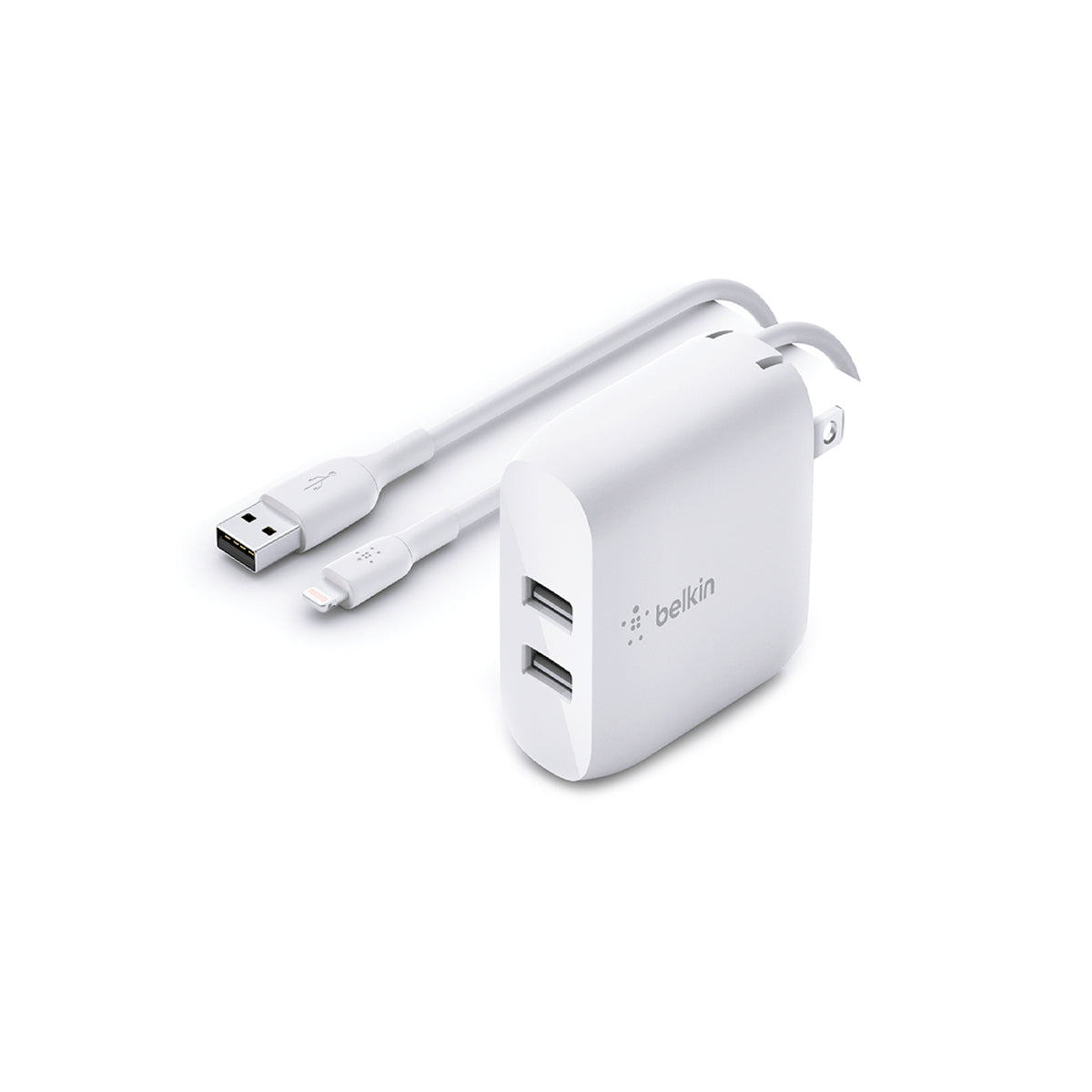 Cargador Belkin Dual 24W De Pared Con Cable Lightning A Usb De 1 M Blanco