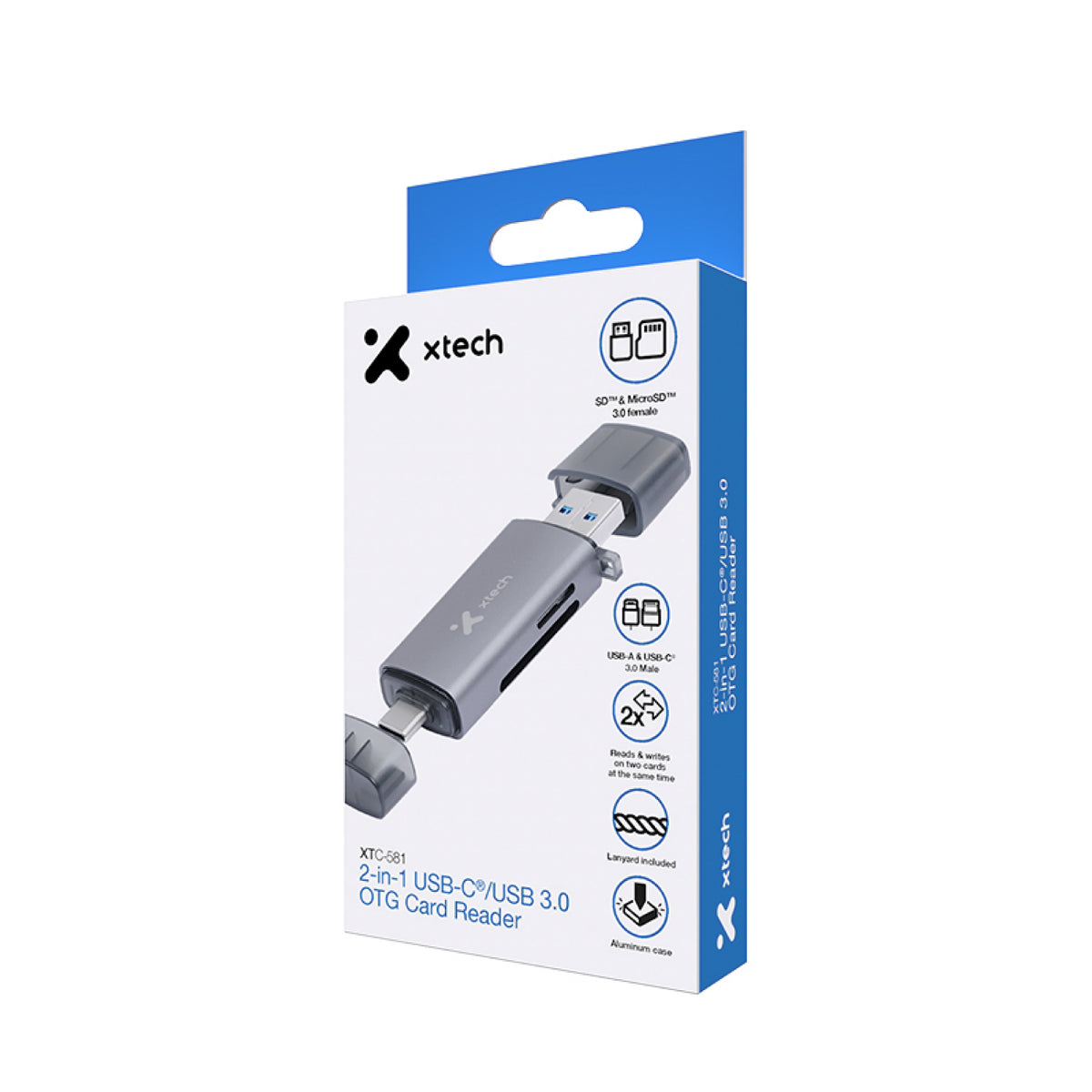 Cable XTECH 2 en 1 USB-C Car Reader XTC-581