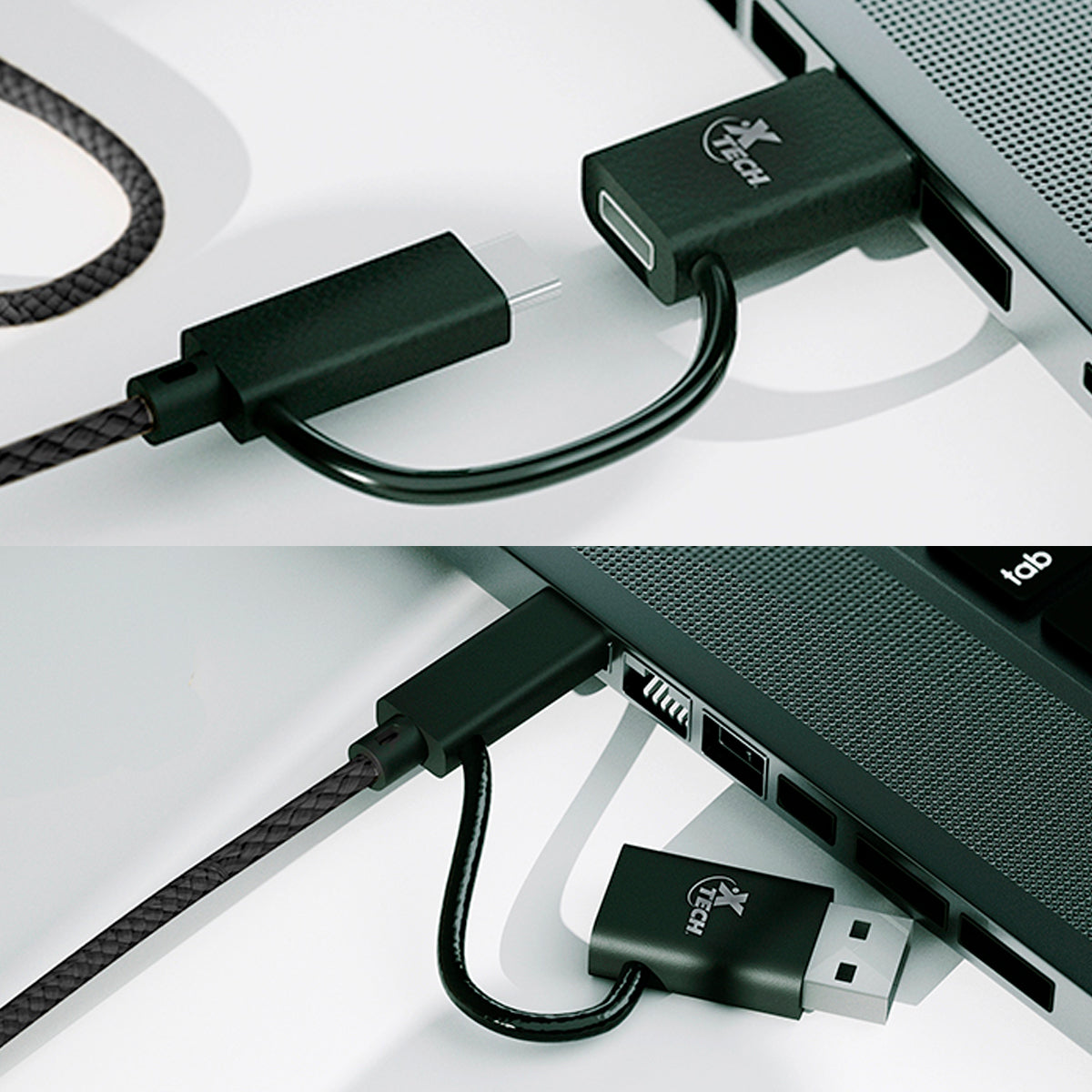 Cable Adaptador 2 En 1 USB-C A USB-C Con Dongle USB-A 2.0 XTC-532