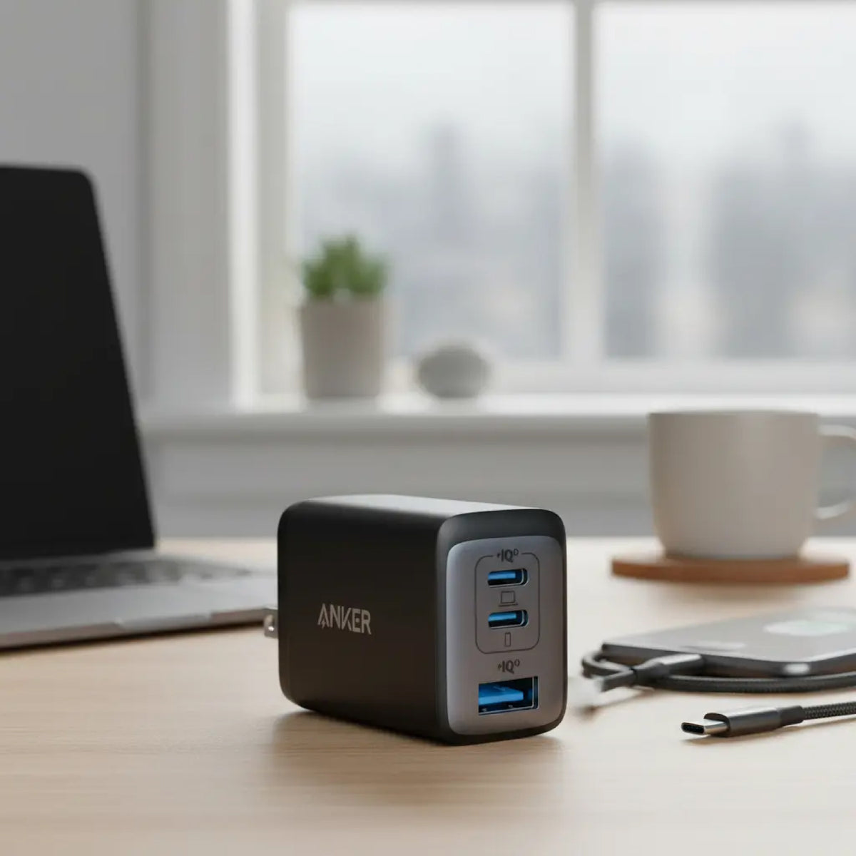 Cargador De Pared Anker 65w Carga Rapida - Tipo C Y Usb