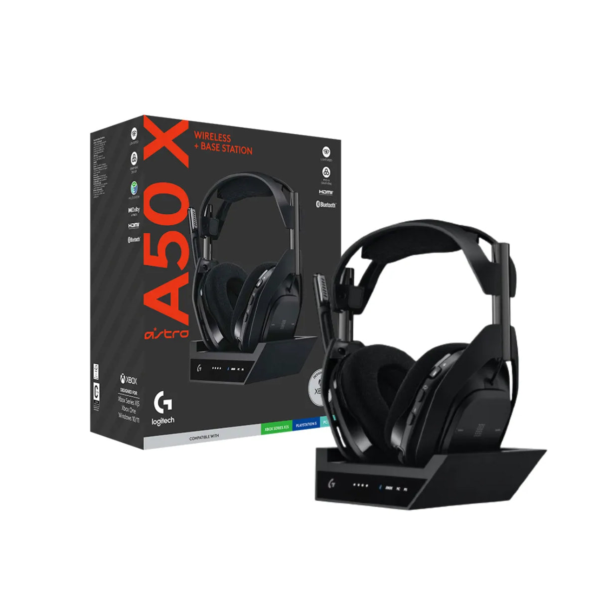 Diadema Gamer Inalámbrica Astro A50X + Base De Carga Negra Para Xbox, Play y PC