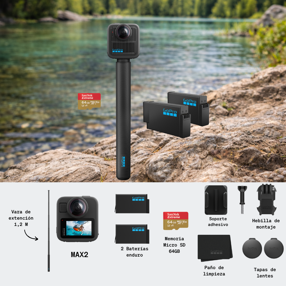 Cámara Gopro Max 2 360 Combo Accesorios