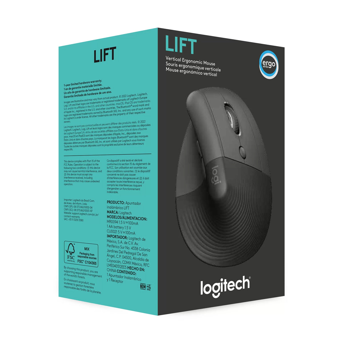 Mouse Logitech Lift Vertical Ergonómico Inalámbrico Grafito