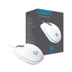 Mouse Logitech Gaming G203 Alambrico Blanco RGB