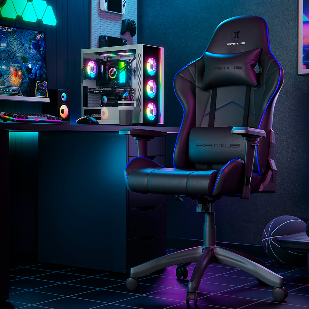 Silla Primus Gaming Thronos 200S Negro Con Azul