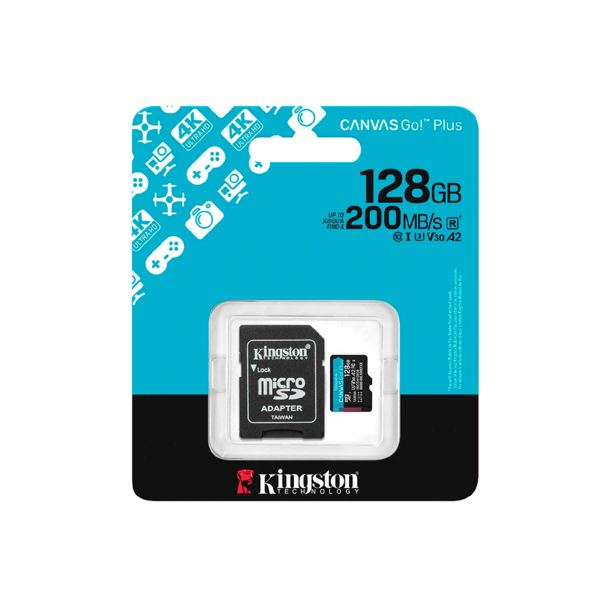 Memoria Micro SD 128 GB Kingston Canvas Go Plus 4K A2 U3 V30 200 MB