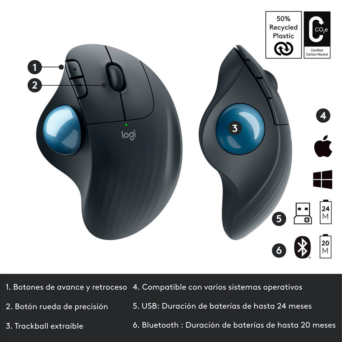 Mouse Logitech M575s Trackball Ergo Inalambrico