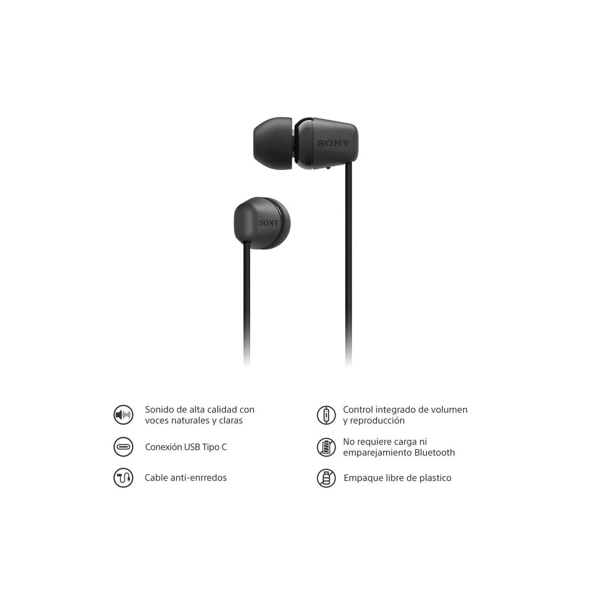 Audífonos Alámbricos Sony IER-EX15C Negro - Tipo C