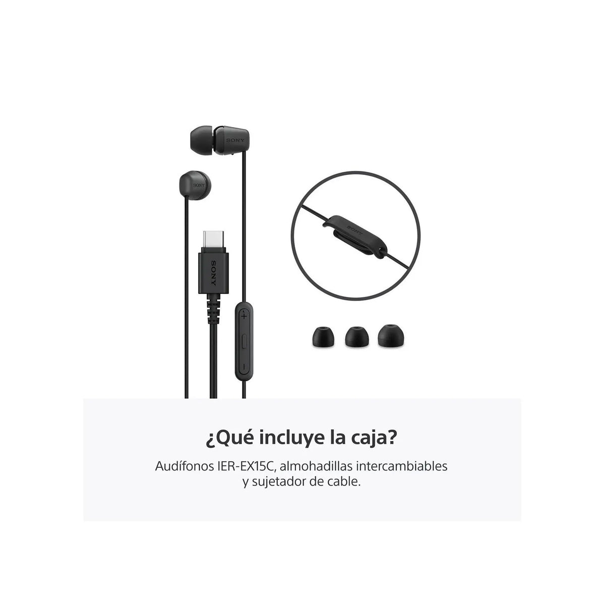 Audífonos Alámbricos Sony IER-EX15C Negro - Tipo C