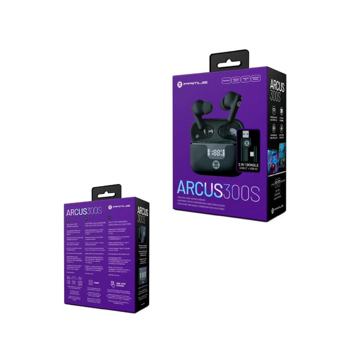 Audífonos Primus Inalámbricos Bluetooth In Ear Gaming TWS Arcus 300S Cancelación de Ruido Negros