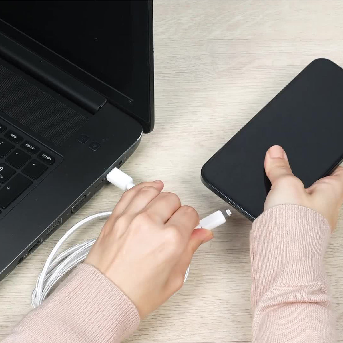 Cable Anker 322 Usb-c To Lightning 1.8 Mts Braided Blanco