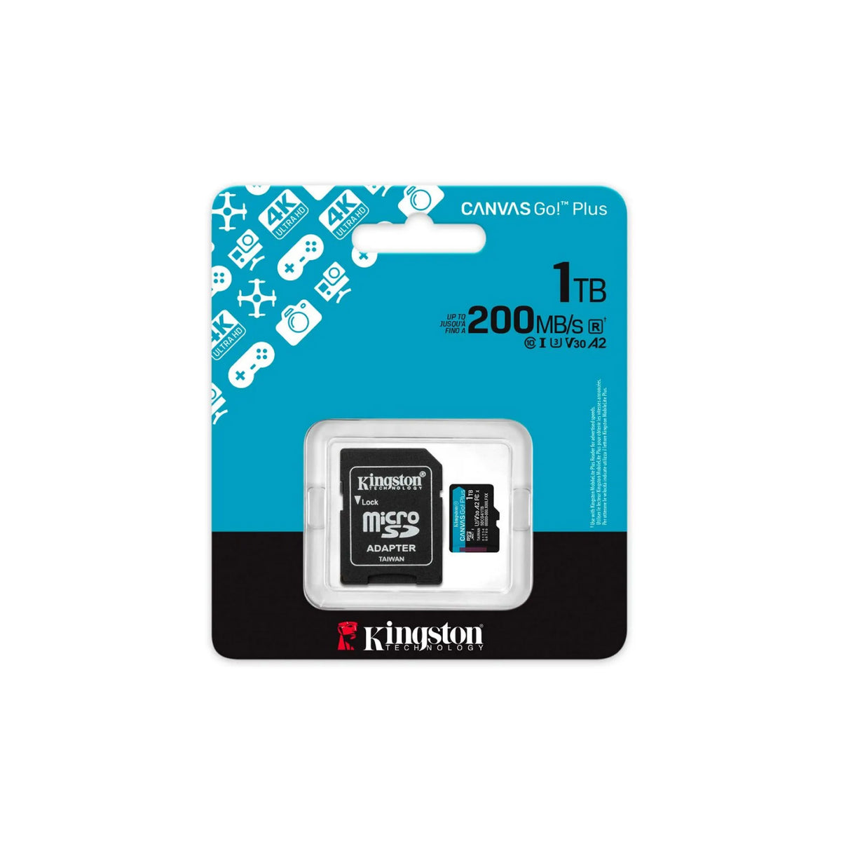Memoria Micro Sd 1tb Kingston Canvas Go Plus 4k A2 U3 V30 200 Mb