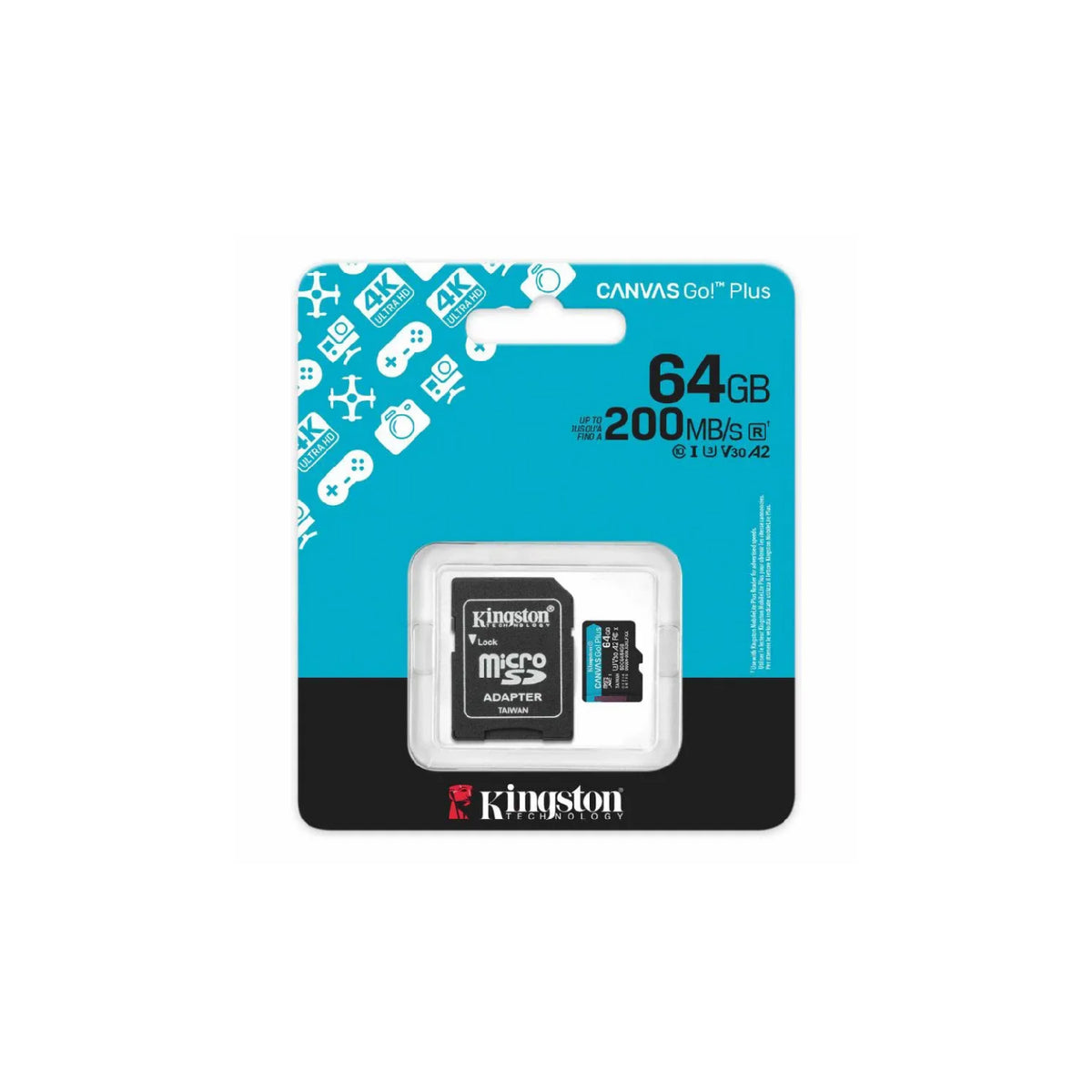 Memoria Micro SD 64GB Kingston Canvas Go Plus 4K V30