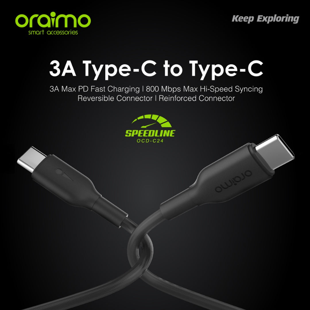 Cable De Datos Tipo C Oraimo carga rápida Negro