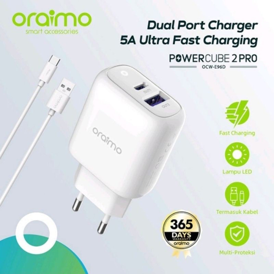 Cargador blanco Usb - Usb C Oraimo