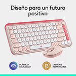 Combo Teclado y Mouse Logitech Pop Icon Rosado y Blanco