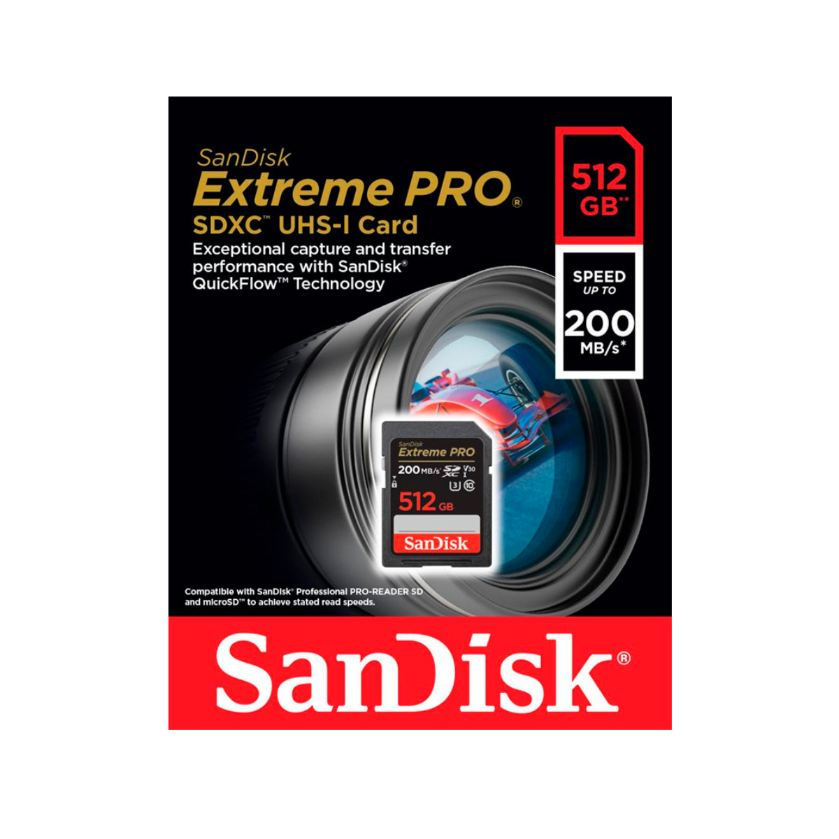 Memoria Sandisk Sd Extreme Pro 512 Gb Clase 10 - 200 Mb