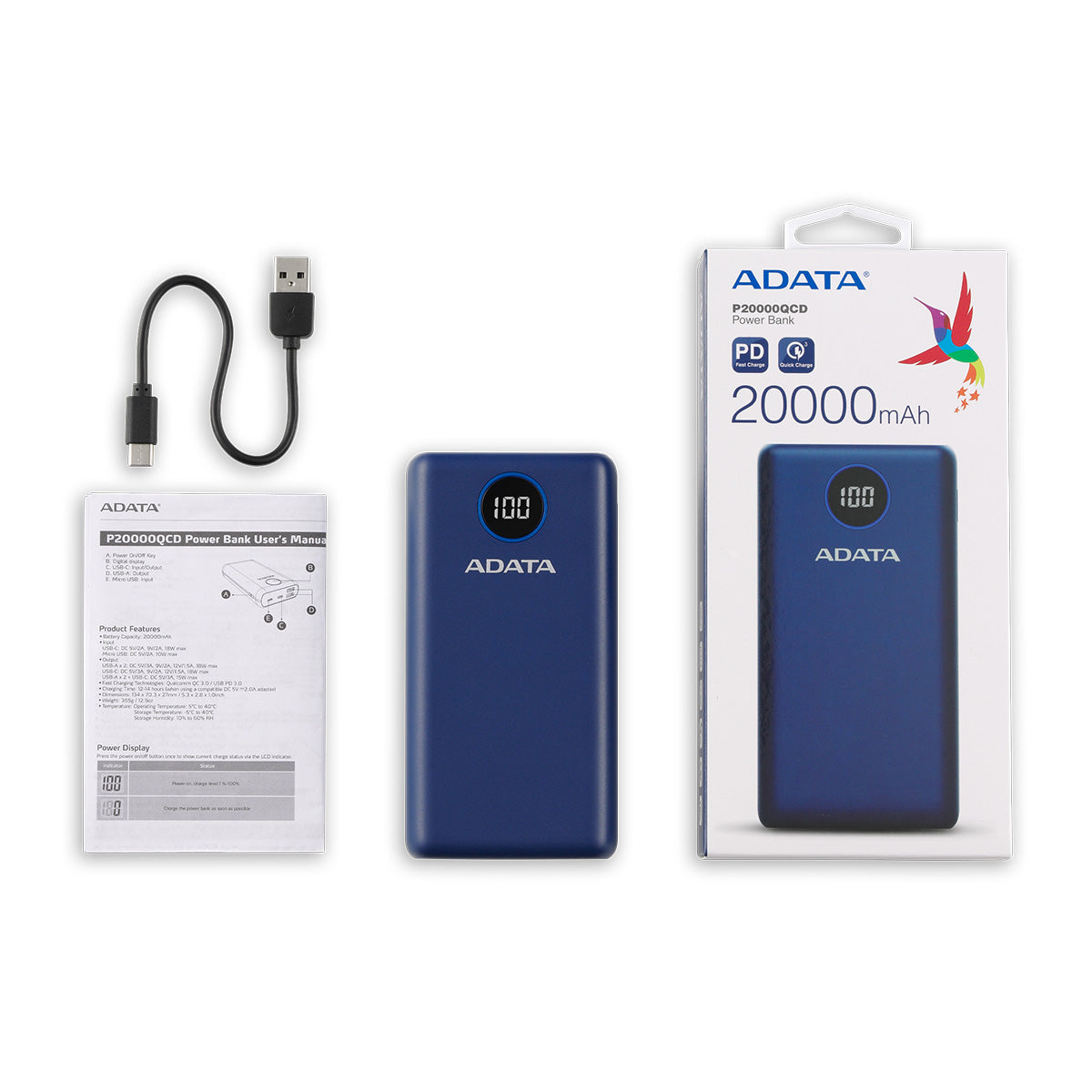 Power Bank ADATA 20 000 Mah Azul
