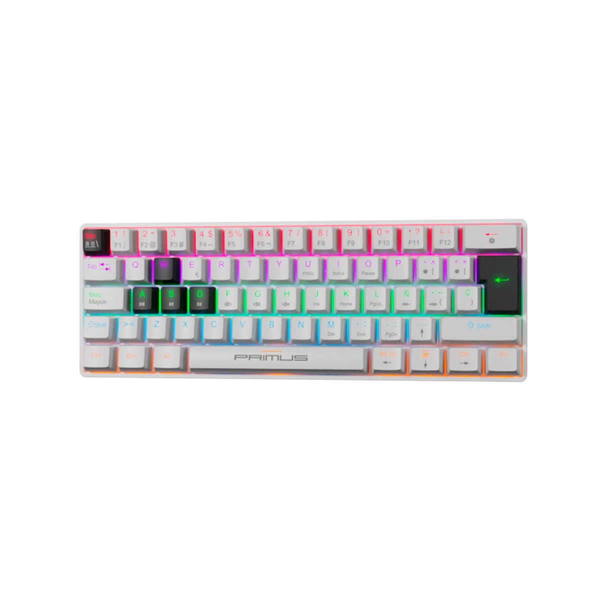 Teclado Primus Gaming Ballista 61T - Mecánico Alámbrico Blanco